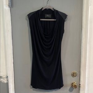 Zara Black Sheath Metallic Mini Dress with Cowl‎ Neck Size S
